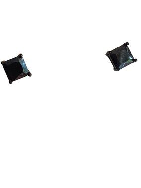 Vintage Black Cubic Zirconia Princess Stud Earrings 5/8" Weigh 2.41g Estate